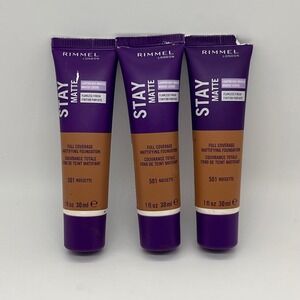 Rimmel London Stay Matte Foundation 501 Noisette Full Coverage 3 Pack Womens